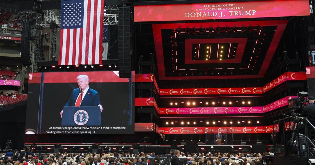 Trump, others remember Charlie Kirk at memorial service