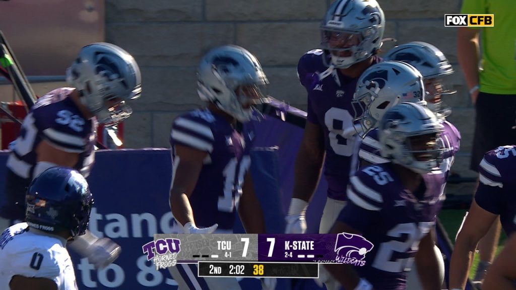 Wesley Fair recovers backwards pass fumble and takes it in for TD, giving Kansas State lead over TCU